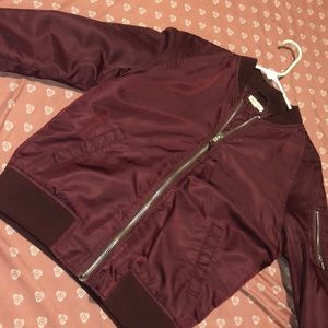 Burgundy varsity jacket